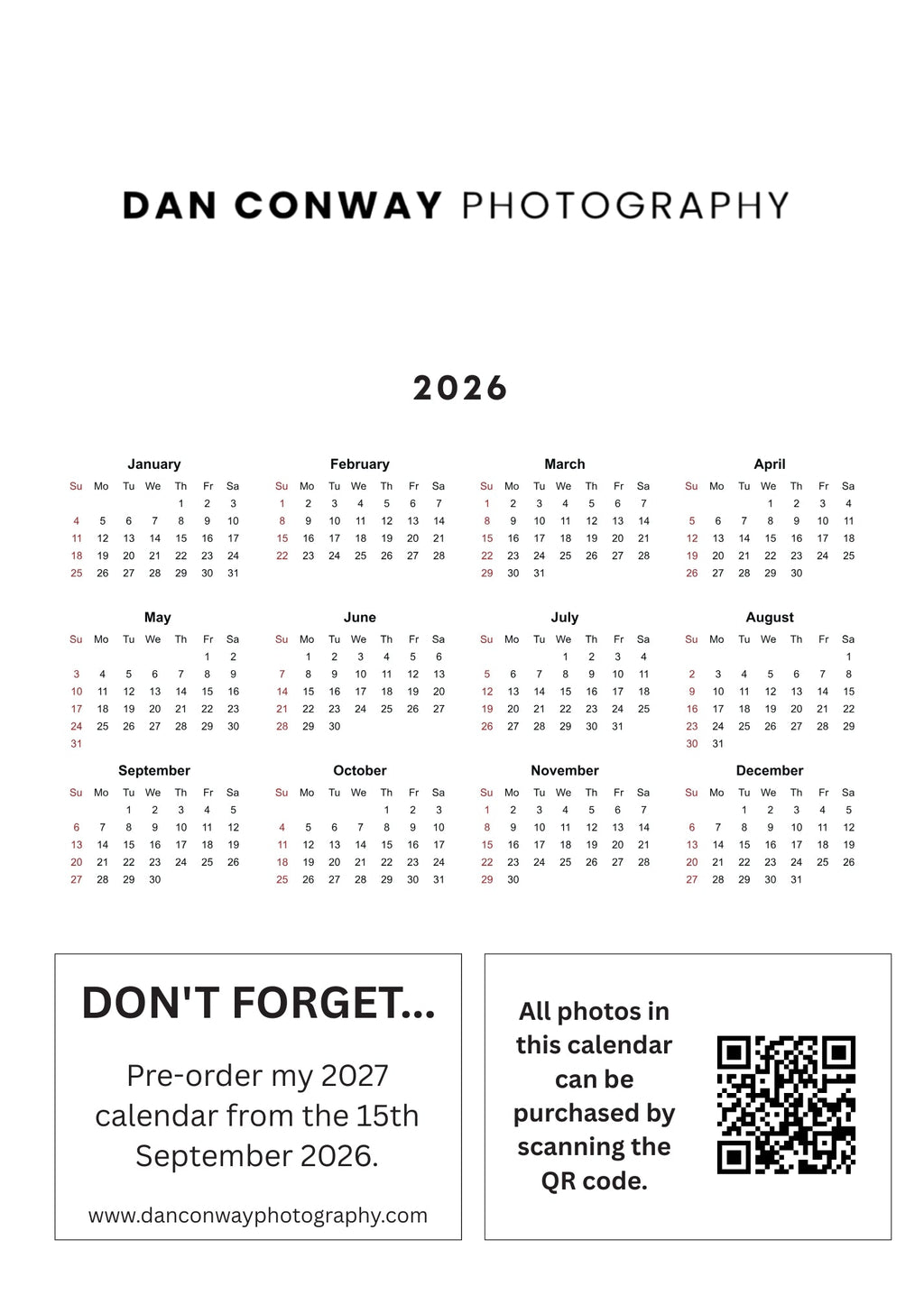 2026 Wall Calendar – Limited Edition