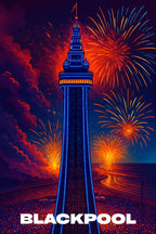 Blackpool Tower Fireworks - Urban Art Print