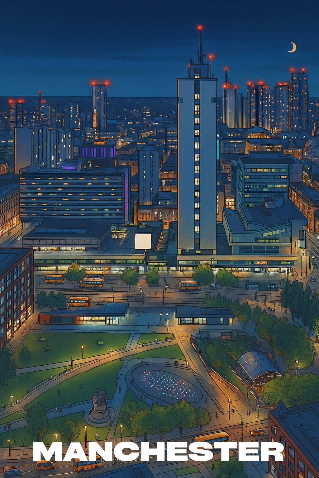 Piccadilly Gardens, Manchester – Urban Art Print